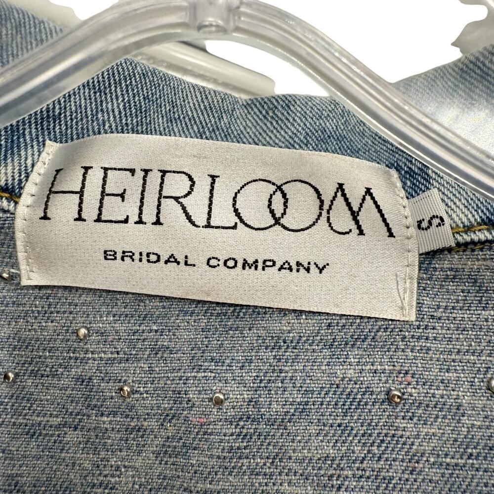 Heirloom Bridal Wifey Blue Jean Denim Jacket Pearl Beaded Seed Beading Small NEW - Picture 7 of 10